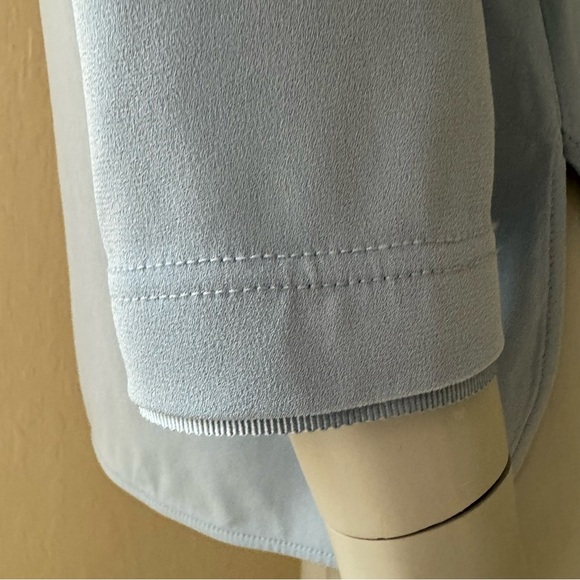 BOGNER Colette Powder Blue Crepe Blouse 3/4 Sleeve Scoop Neck - Picture 14 of 16